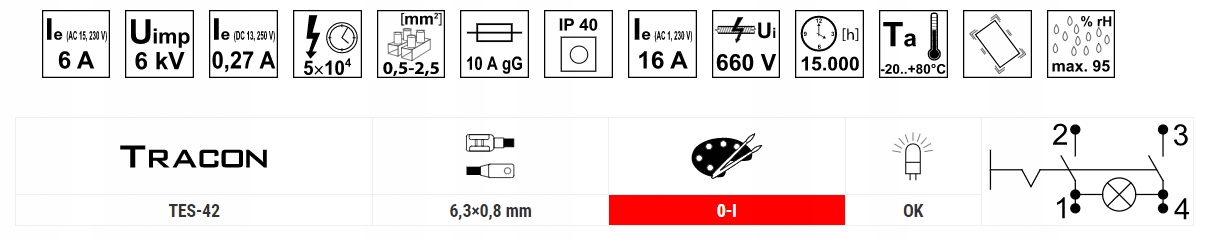 WYŁĄCZNIK KOŁYSKOWY WŁĄCZ-WYŁĄCZ 2-POLOWY TES-42 Rodzaj włącznik