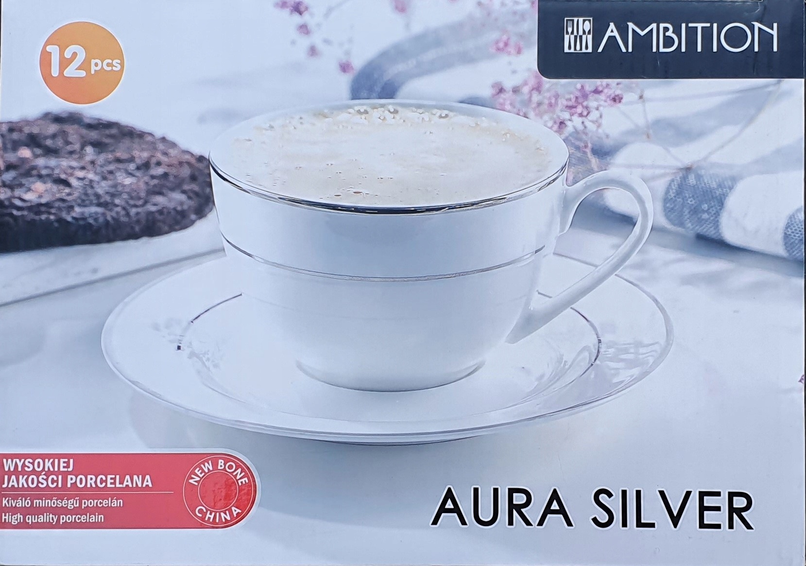 

Ambition Komplet Serwis Kawowy Porcelana Aura Silv