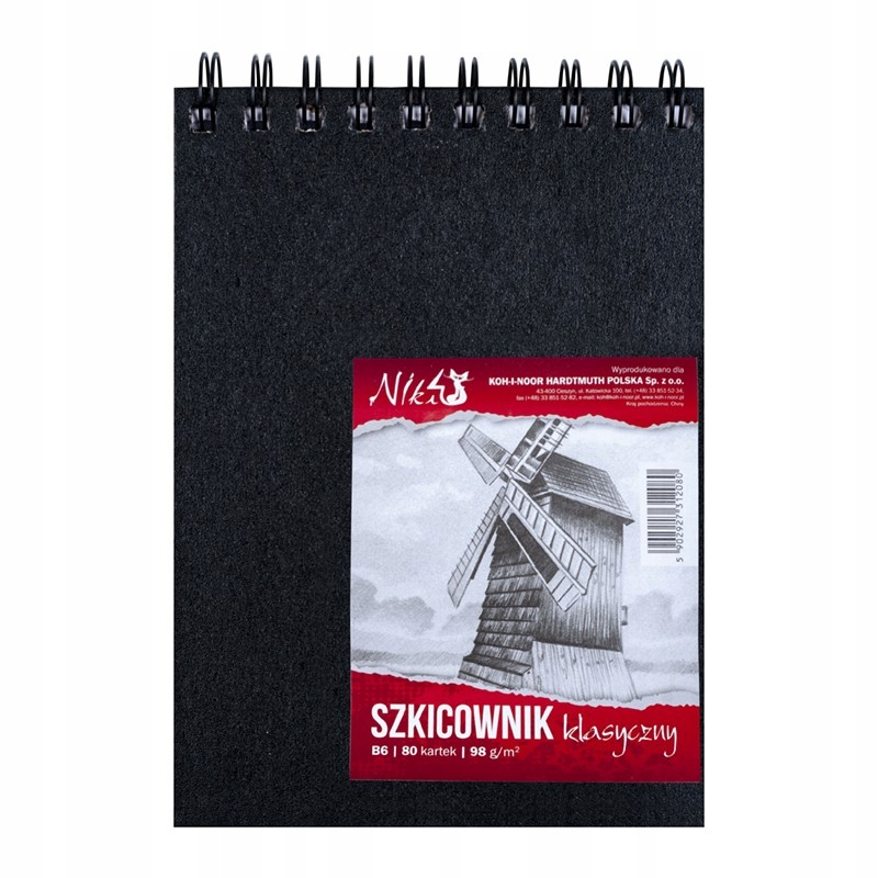 SZKICOWNIK KLASYCZNY B6/98G. 80KARTEK SPIRALA 2080