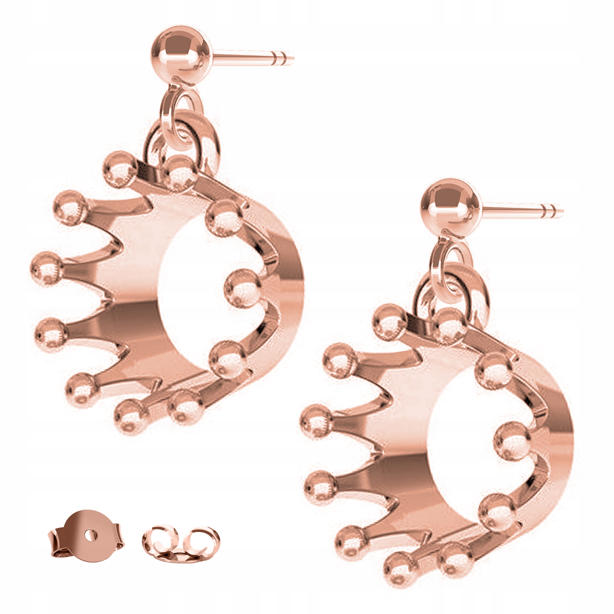 Náušnice Korunka růžové zlato 925