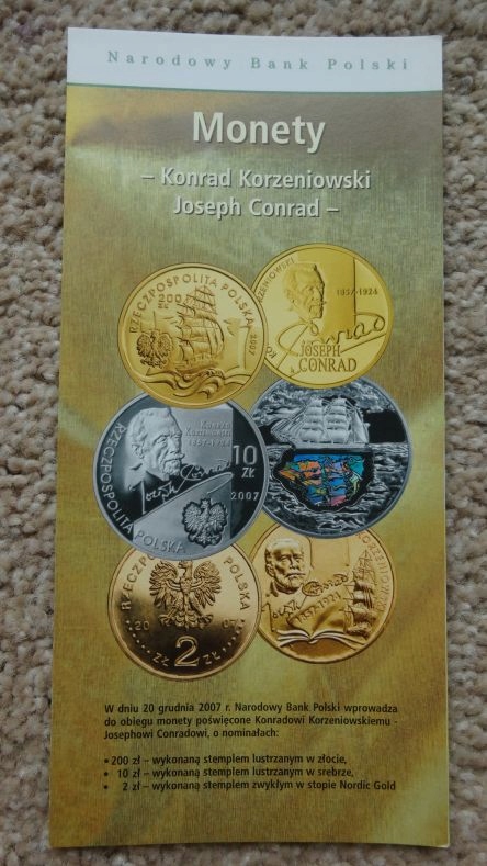 Folder 10 zł 2007 ,J.CONRAD KORZENIOWSKI,stan I