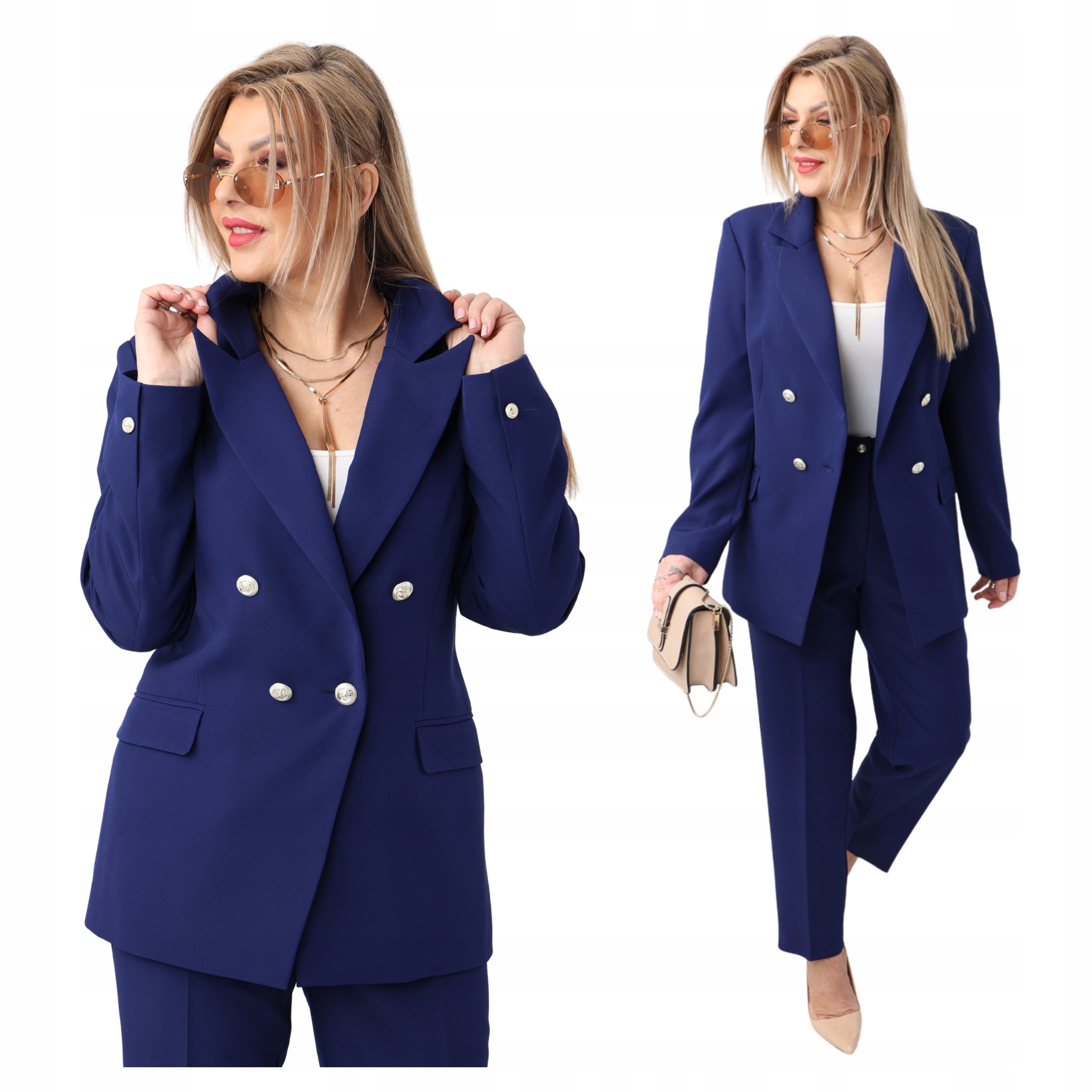 Komplet garniturowy damski Polski Producent duże rozmiary marynarka spodnie