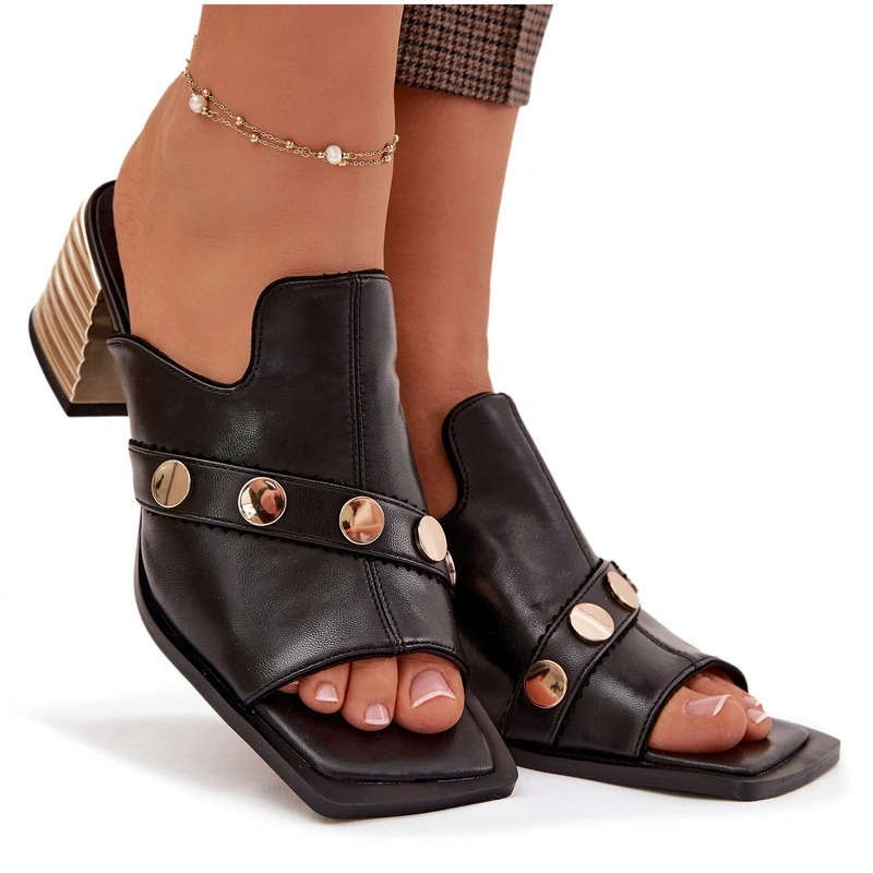 Dámské Nazouváky žabky s ozdobným Pásek , elegantní D&a CR61-3063, černé, 36