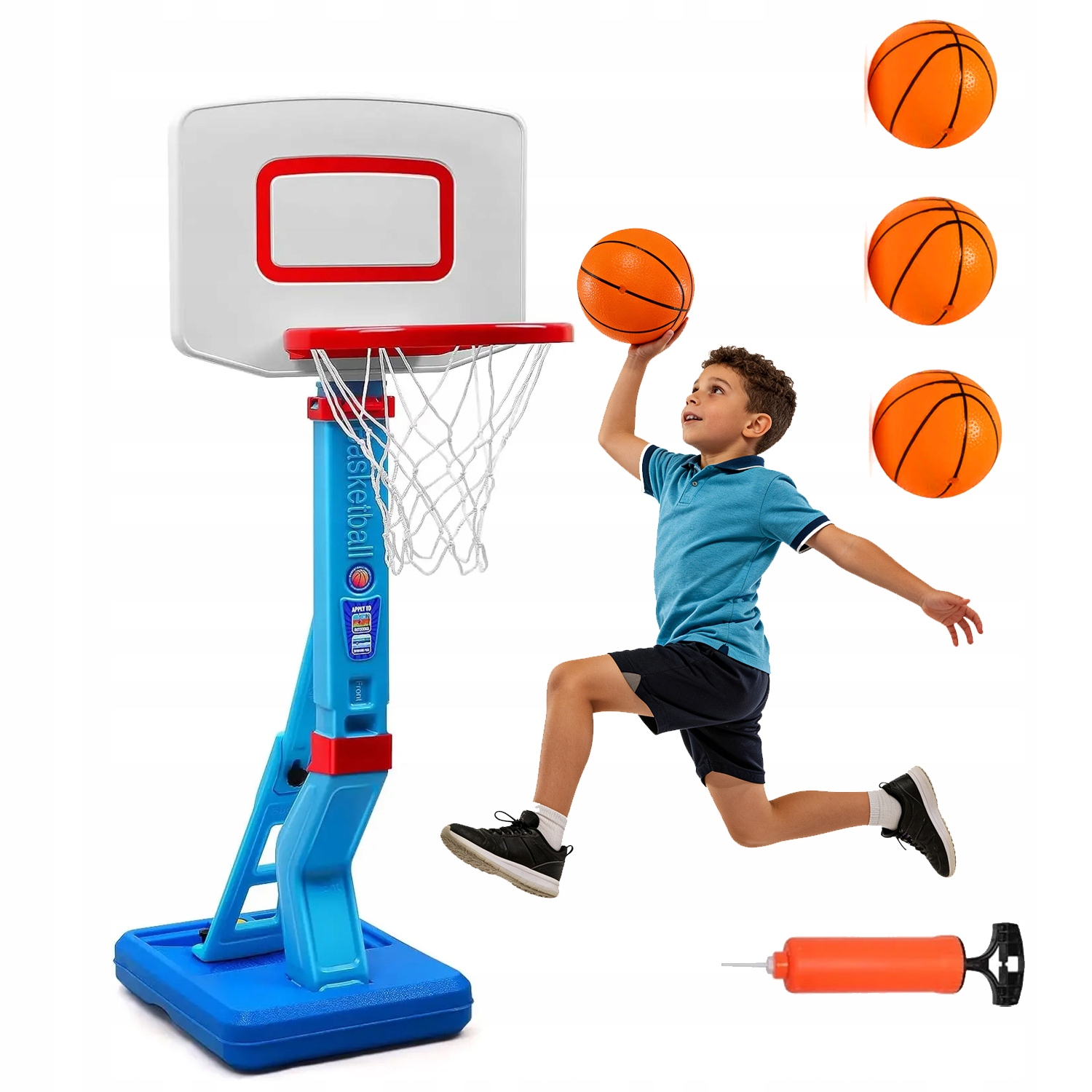 Nastavitelný Basketbalový Stojan S Trojúhelníkovou Základnou A 4 Míčky