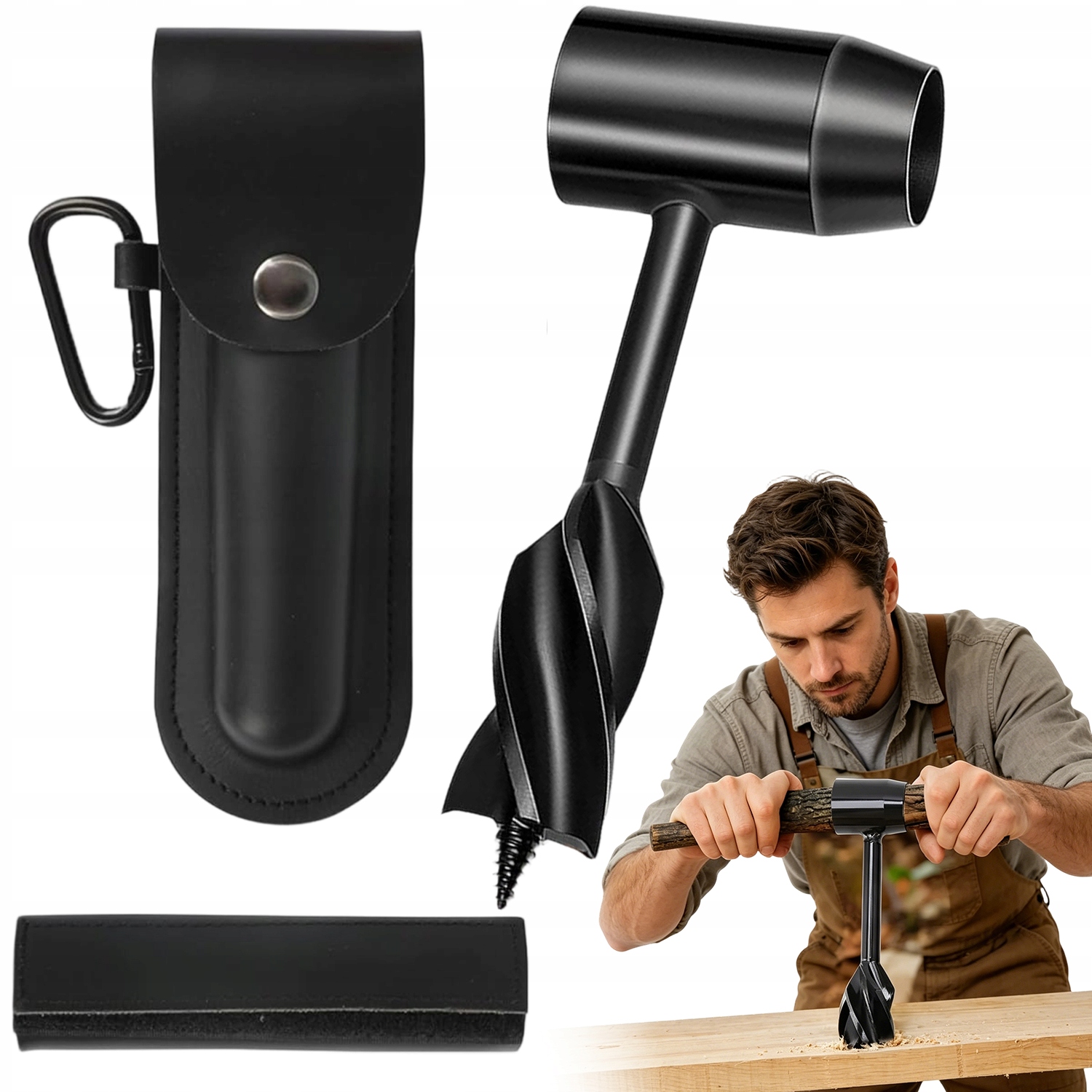 Świder Do Drewna Bushcraft Stal Hartowana Do Campingu Z Etui I Torbą