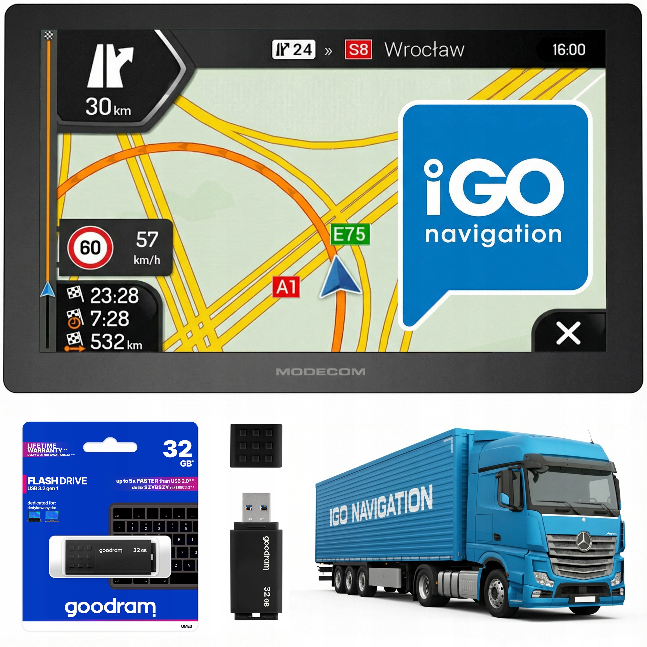 Navigace nákladního vozidla Modecom CX 5.0 iGO Primo Truck Tir Bus Fotoradary 2026