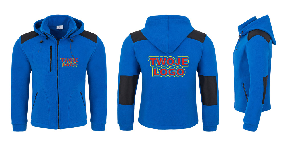 Polar z kapturem z haftem LOGO firma HAFT premium