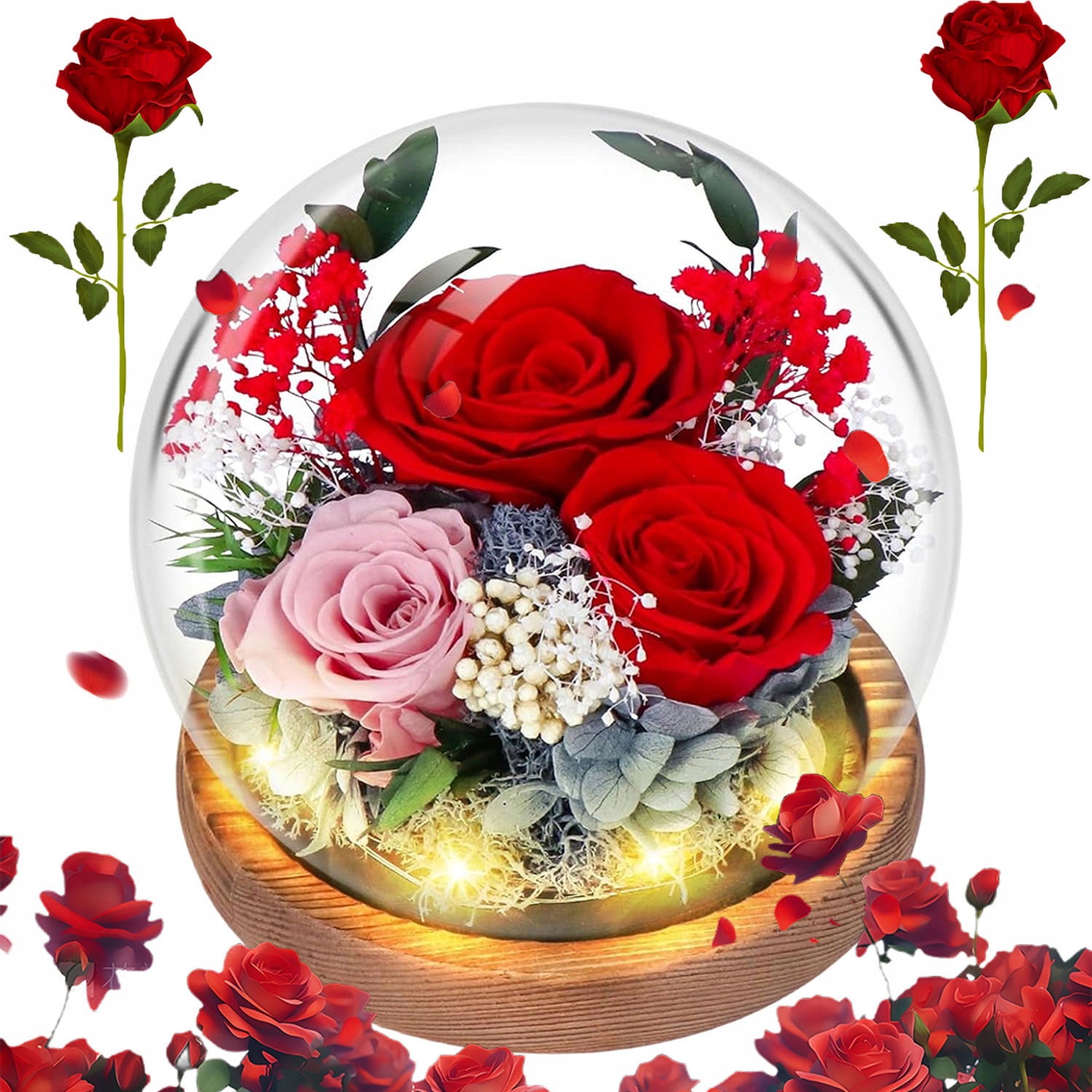 Den Žen Stabilizovaná Růže Ve Skle Červená Krásný Dárek Pro Maminku Sestru