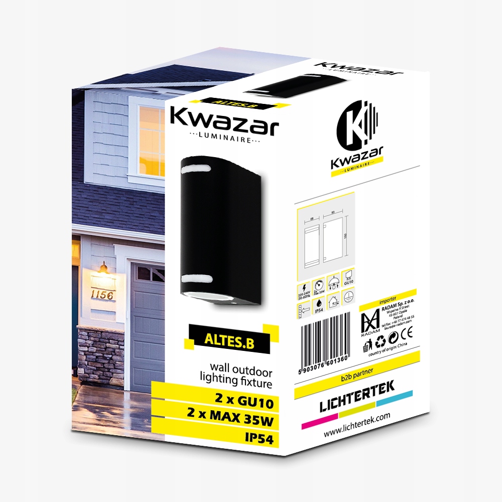 KINKIET ZEWNĘTRZNY LAMPA OGRODOWA GÓRA - DÓŁ GU10 do LED Rodzaj gwintu GU10