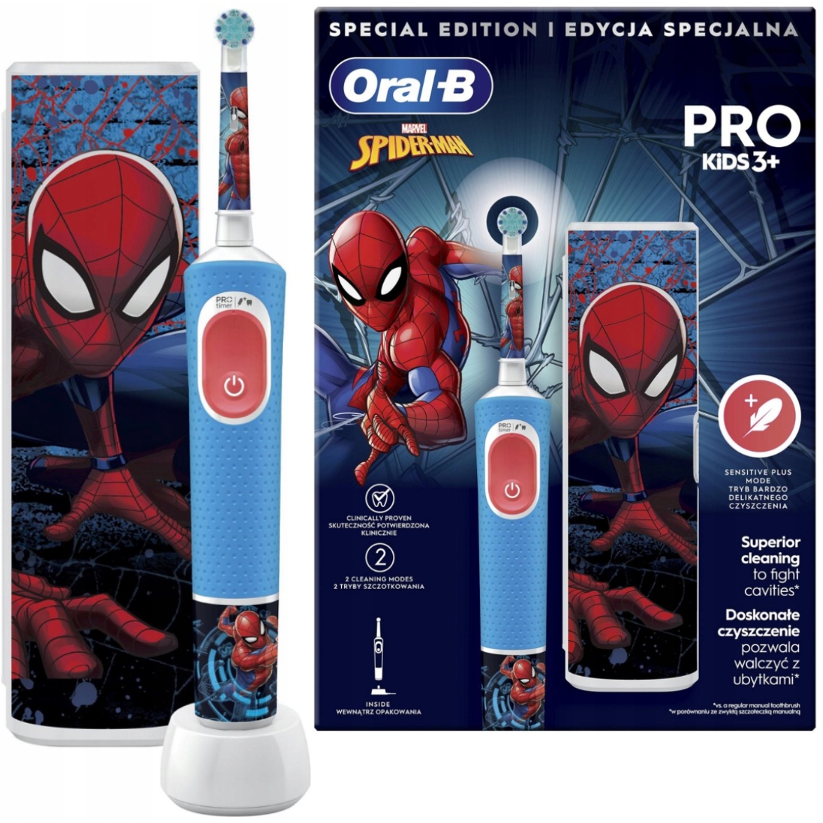 Szczoteczka Elektryczna Oral-B Pro D103 Spiderman Travel Case dla Dzieci