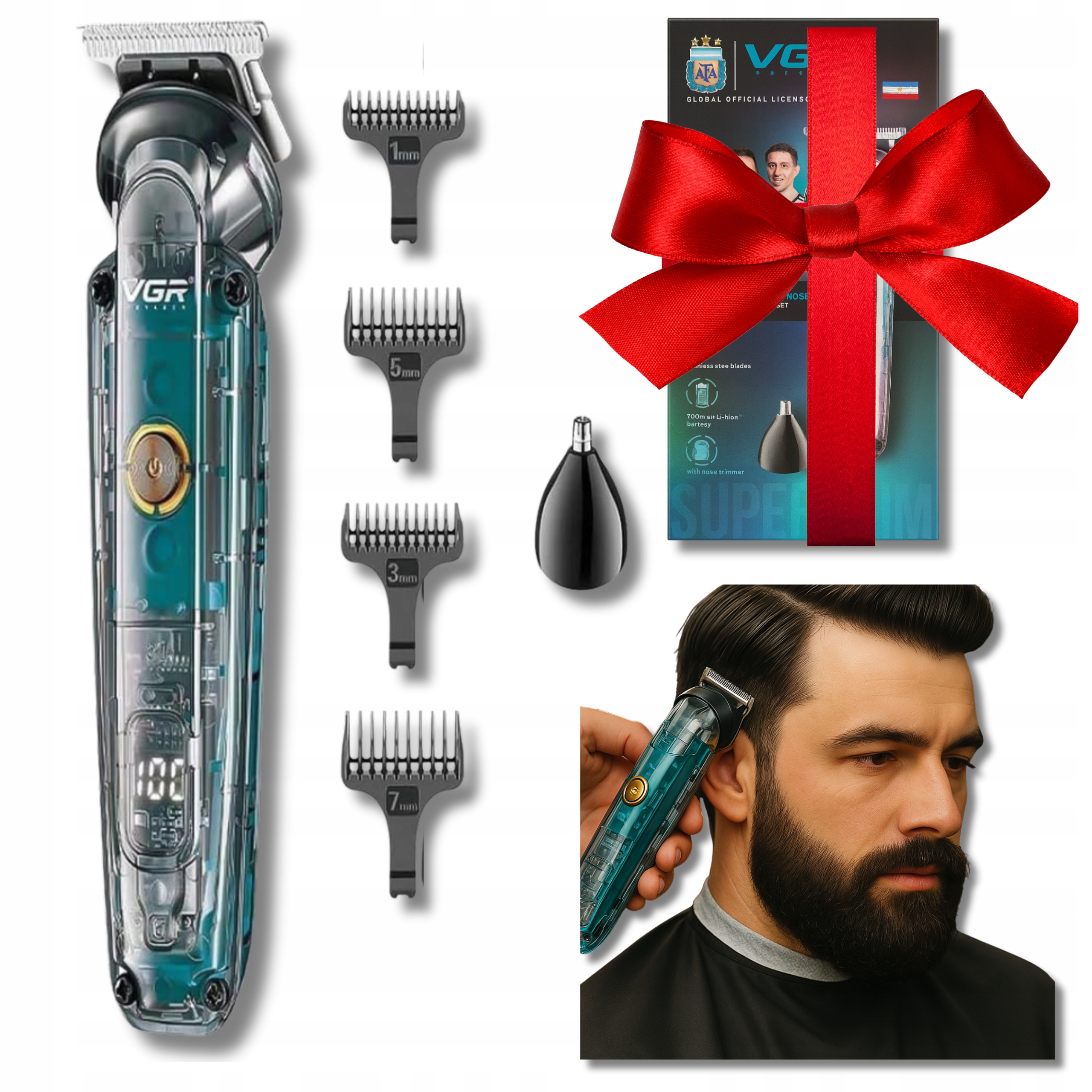 Silný Led zastřihovač vlasů s brodiči, bezdrátový zastřihovač vlasů Dárek