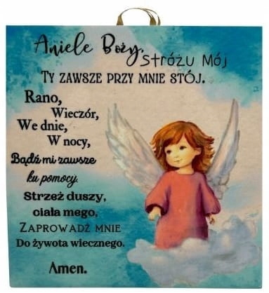 OBRAZEK KAFELEK - ANIOŁEK "ANIELE BOŻY..