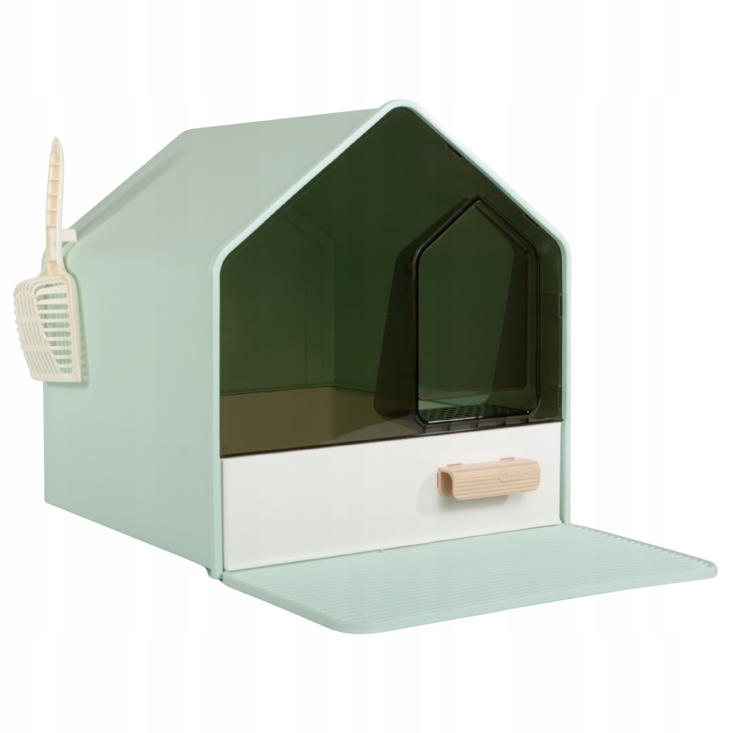 Kuweta dla kota z szufladą zamknięta duża na żwirek Domek Toaleta Łopatka