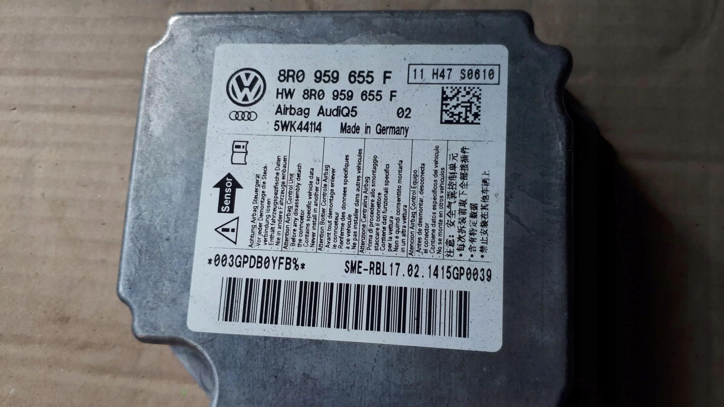 SQ5 8R Q5 modulo SENSOR airbag airbag 8R0959655F