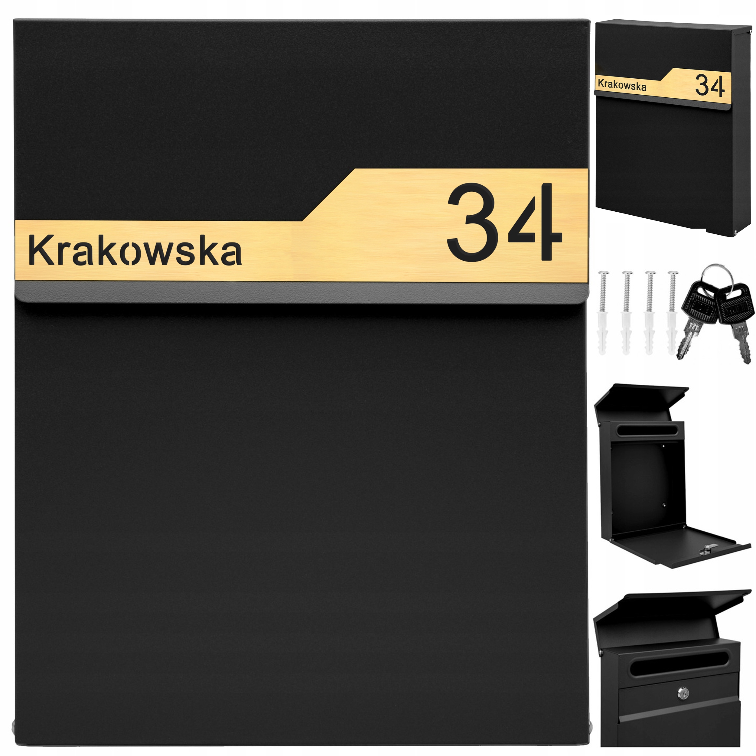 Poštovní Schránka Na Poštovní Dopisy Černá Laminát Nápis Adresa Ulice Číslo