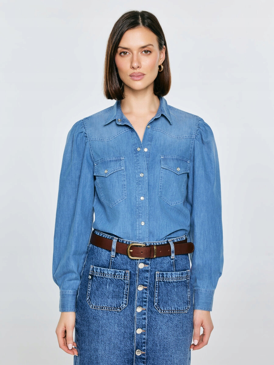 Big Star Dámská džínová košile s bufíky modrá Indiana 164 XL