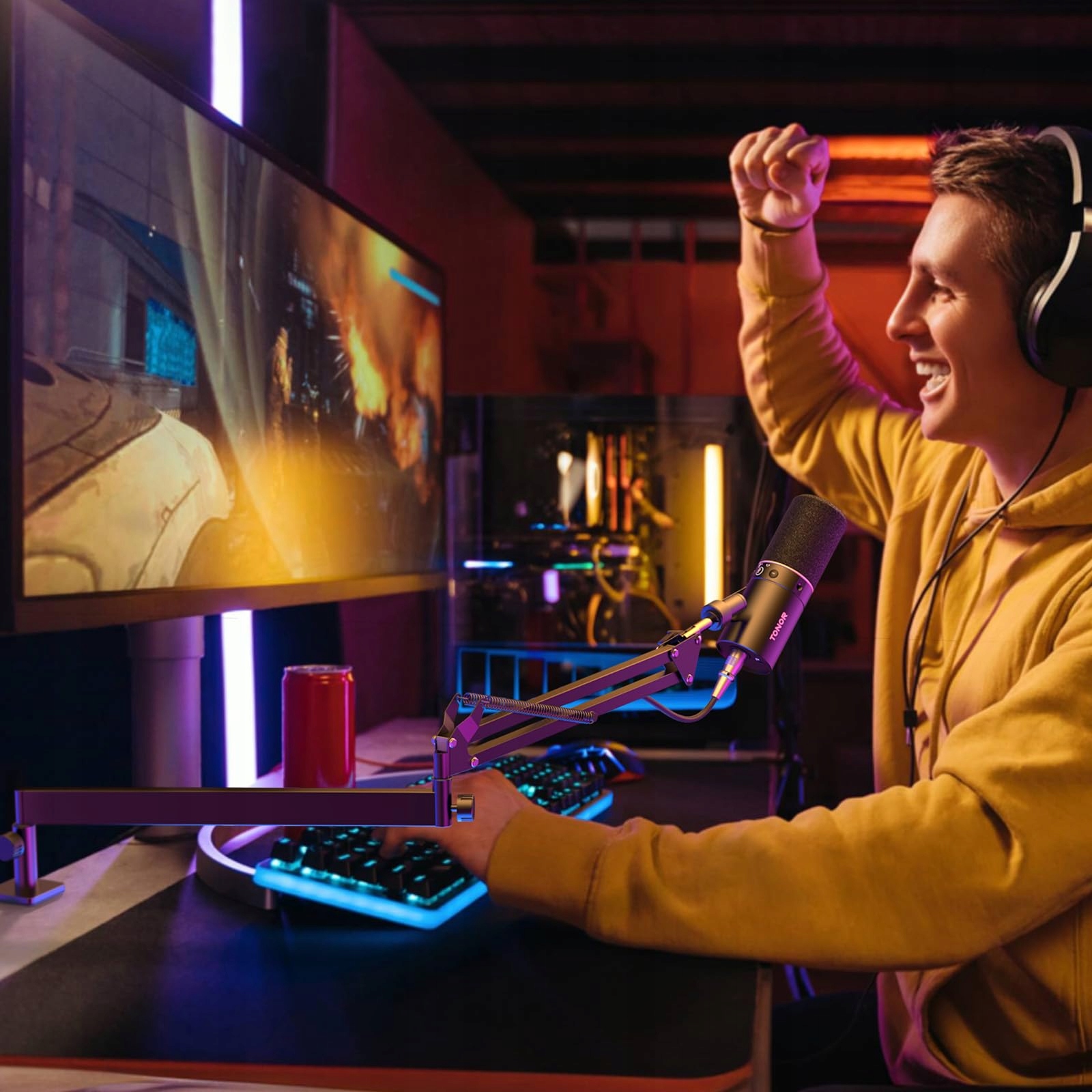 TONOR Niski Profil Mikrofonowy Boom Arm Do Gier Podcastów HyperX Blue Yeti — miniatura 6