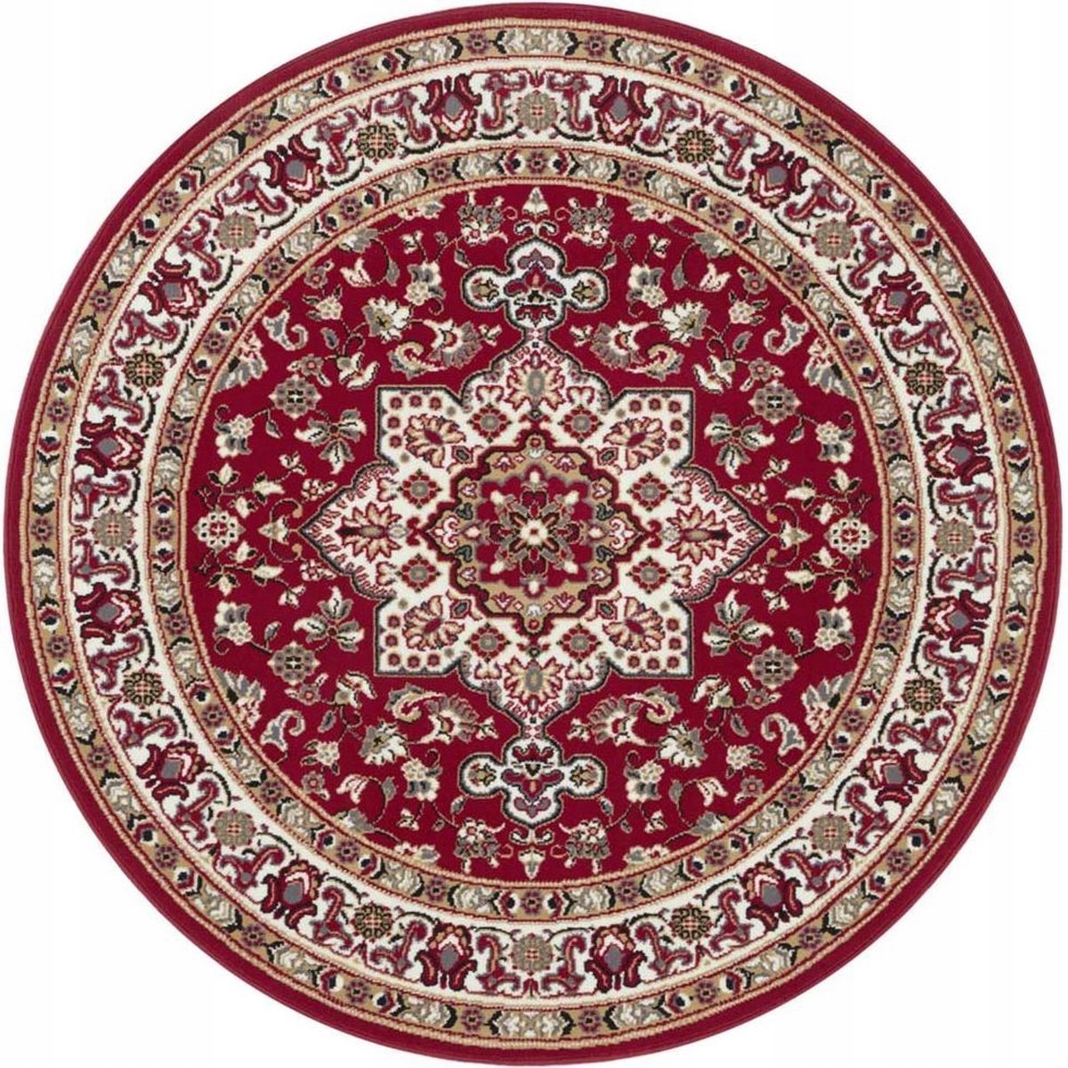 Červený okrúhly koberec, orintálny vzor 160 cm