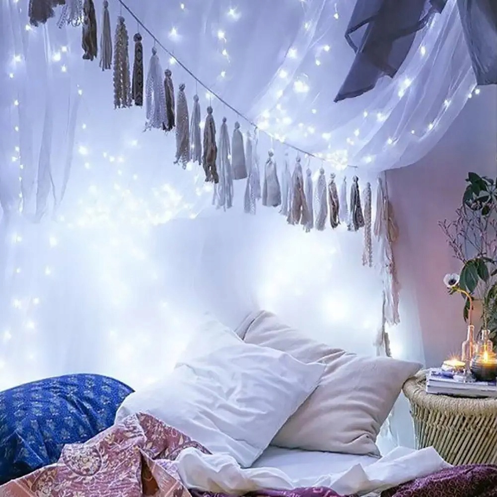 Kurtyna świetlna 300 LED 3x3m Girlanda Lampki drucik Białe zimne Pilot Stan opakowania oryginalne