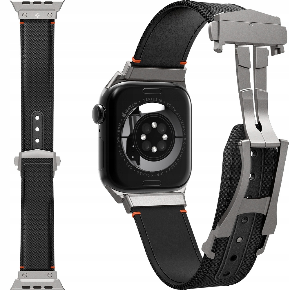 Elegantný remienok Spigen pre Apple Watch 49/46/45/44 mm, štýlový, nylonová Pu koža