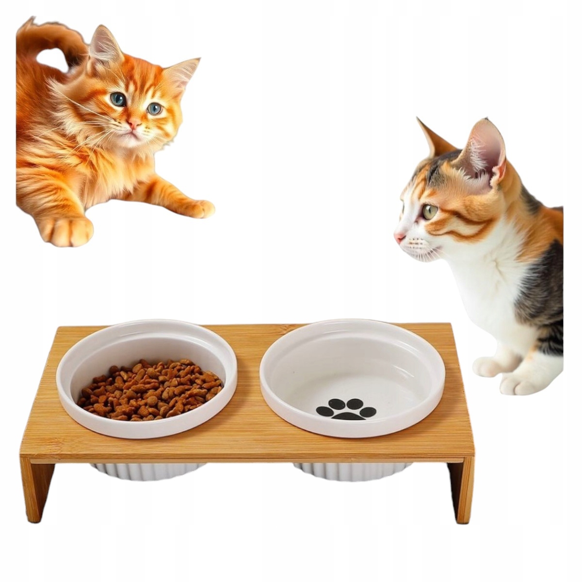 Vkusná Sada Misek Na Bambusovém Podstavci Na Krmivo Pro Moderní Domácnost