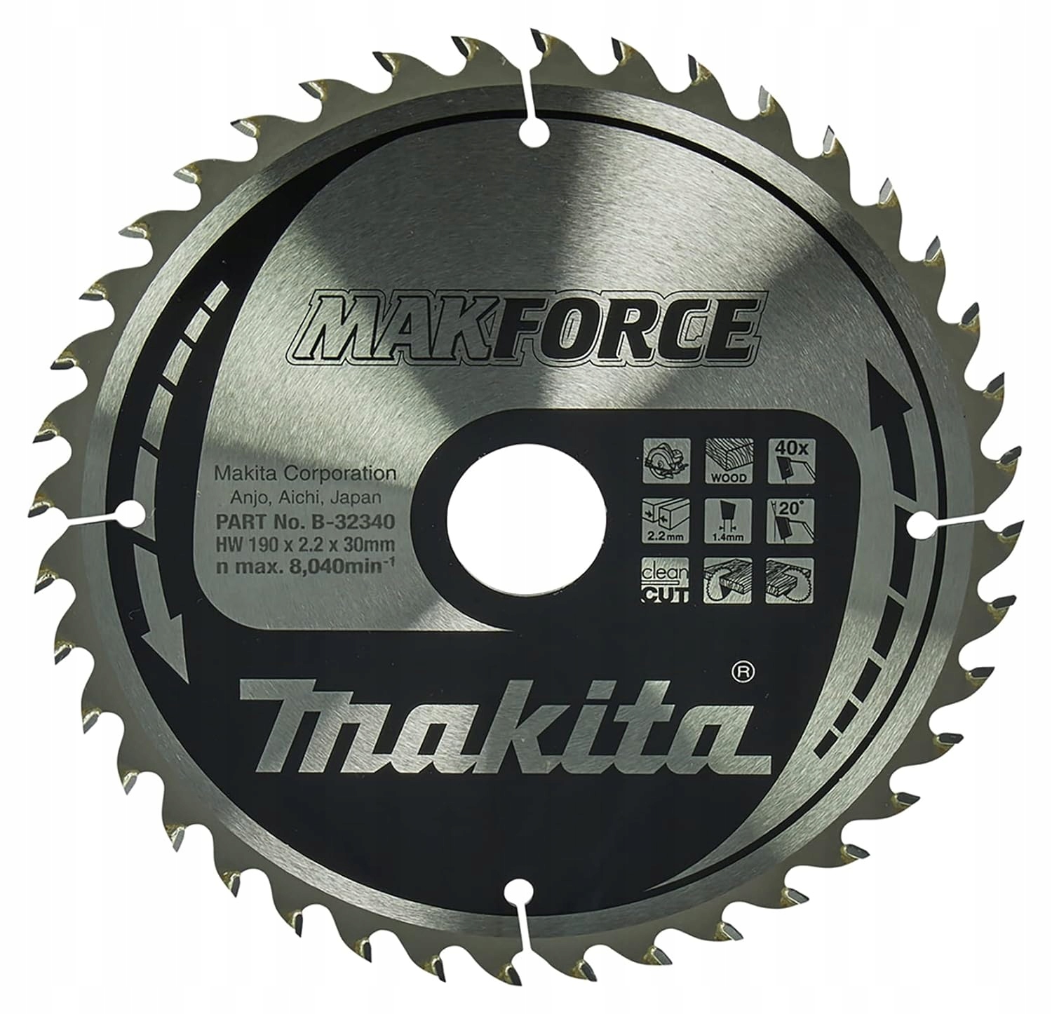 Makita Kotoučová Pila 190x30x40z Makforce Dřevo B-32340