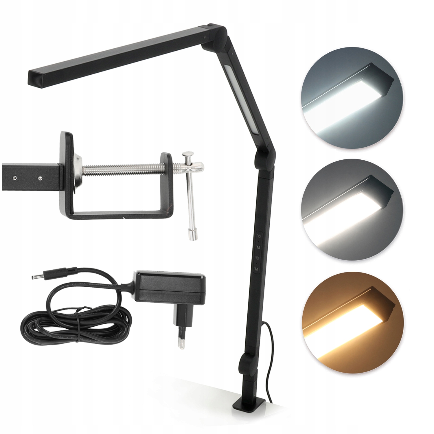 Led stolní lampa 20W, připevnitelná, kreslící, 3 barvy světla (3CCT), nastavitelná