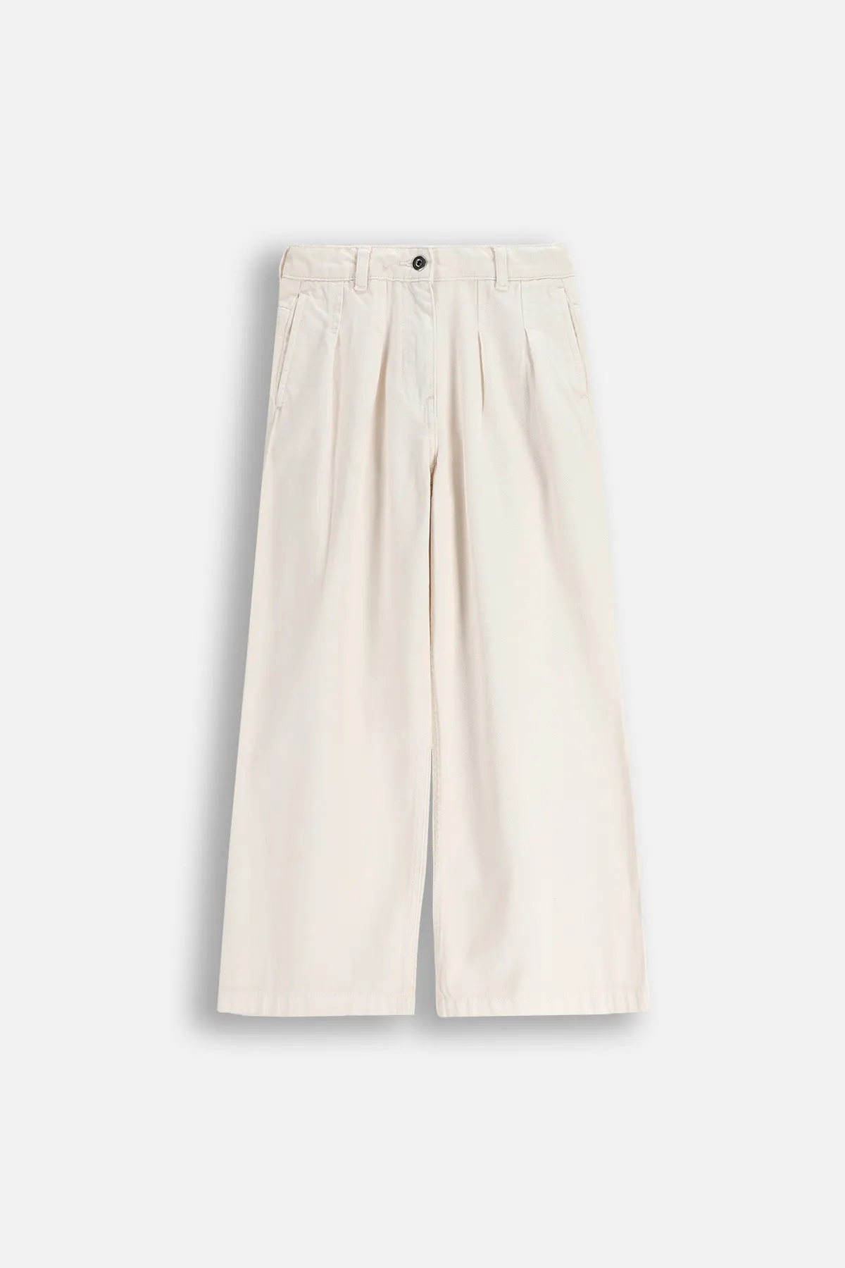 Dziewczęce Spodnie Szerokie Ecru Bawełniane Wide Leg 146 Coccodrillo WC6
