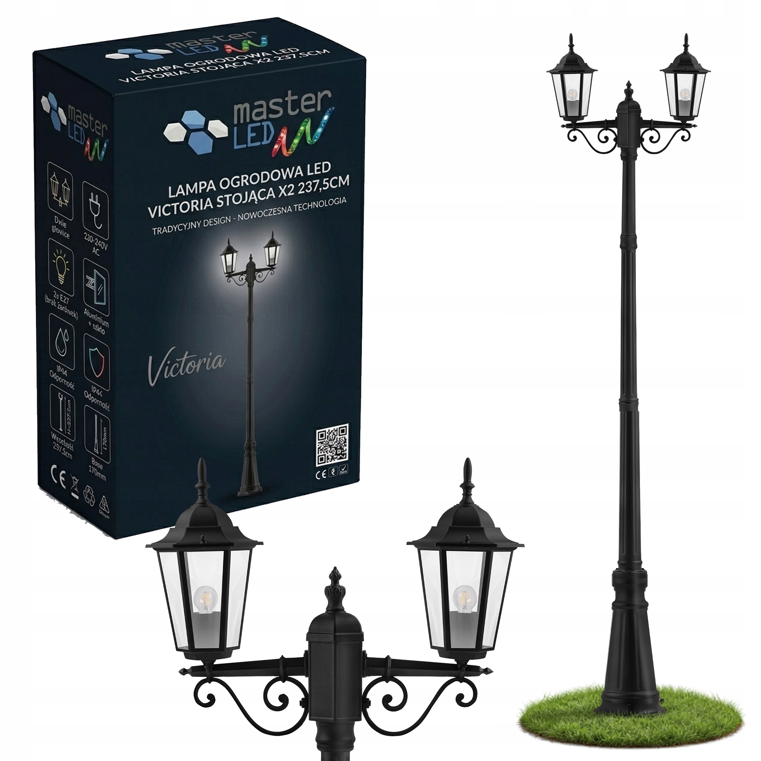 Led zahradní lampa stojací venkovní lucerna E27 sloupek