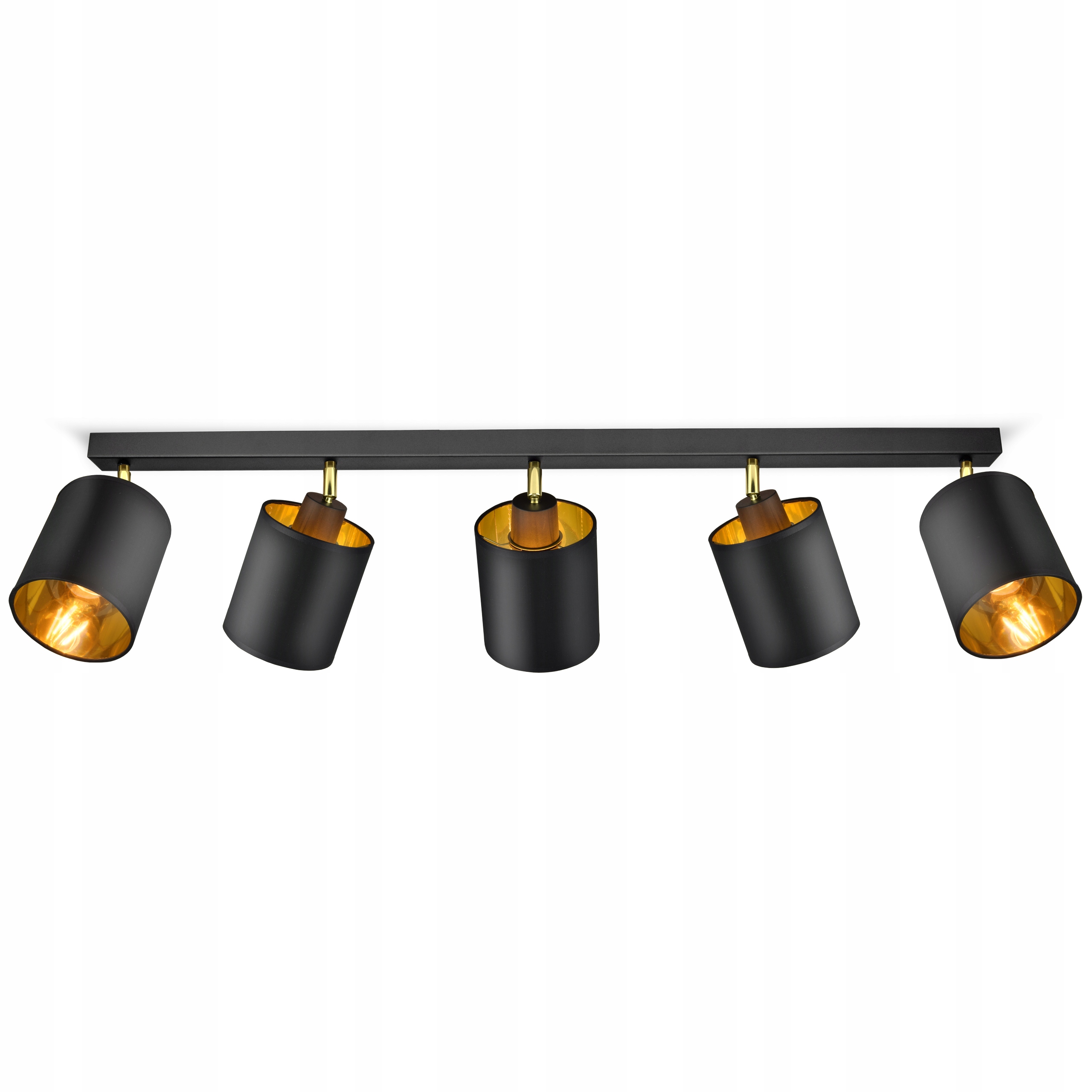 Lampa Stropné Svietidlo Luster Pohyblivé Tienidlá Čierna Zlatá