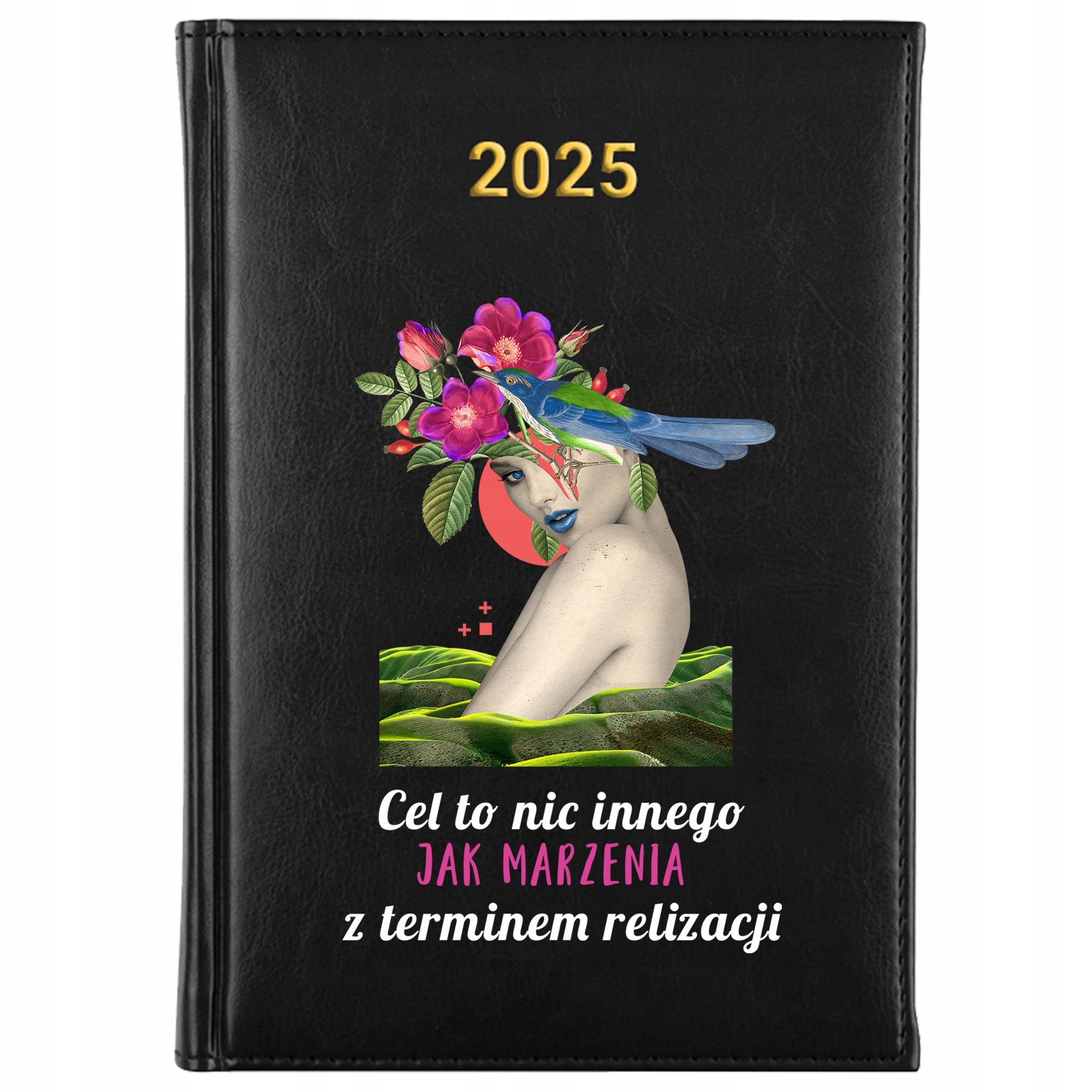 KALENDARZ A5 2025 CZARNY Planer MARZENIA Z TERMINEM REALIZACJI Wzory