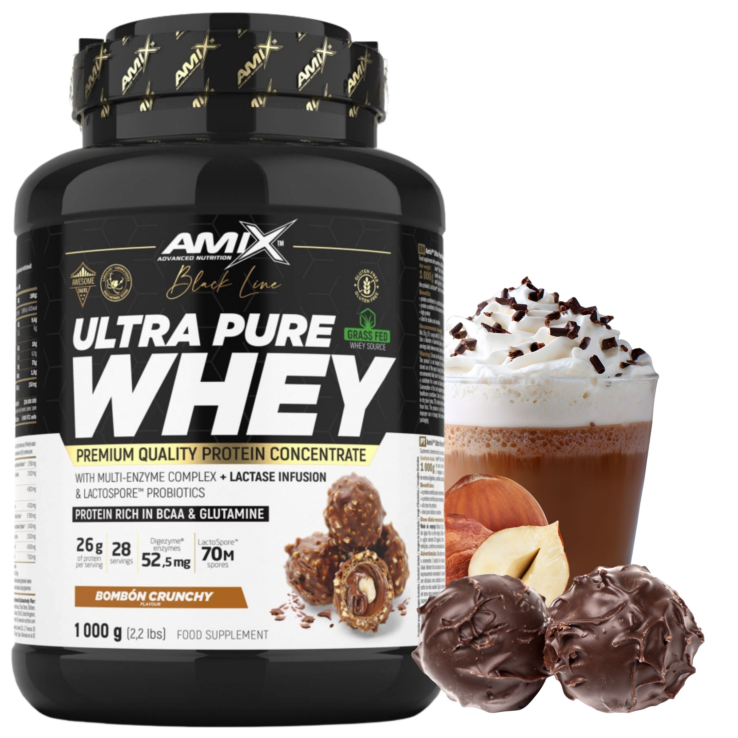 Proteinová Doplněk Stravy příchuť Wpc Amix Ultra Pure Whey Čokoládovo-oříšková příchuť 1000 g