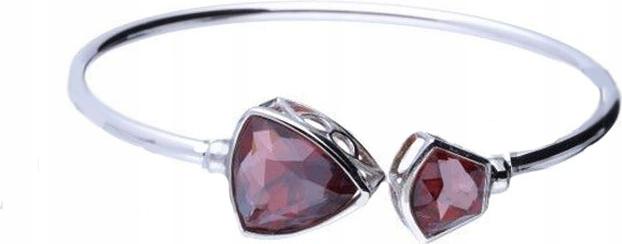 Stříbrný náramek bangle 925 pevný s červenými zirkony 7,98 g, módní