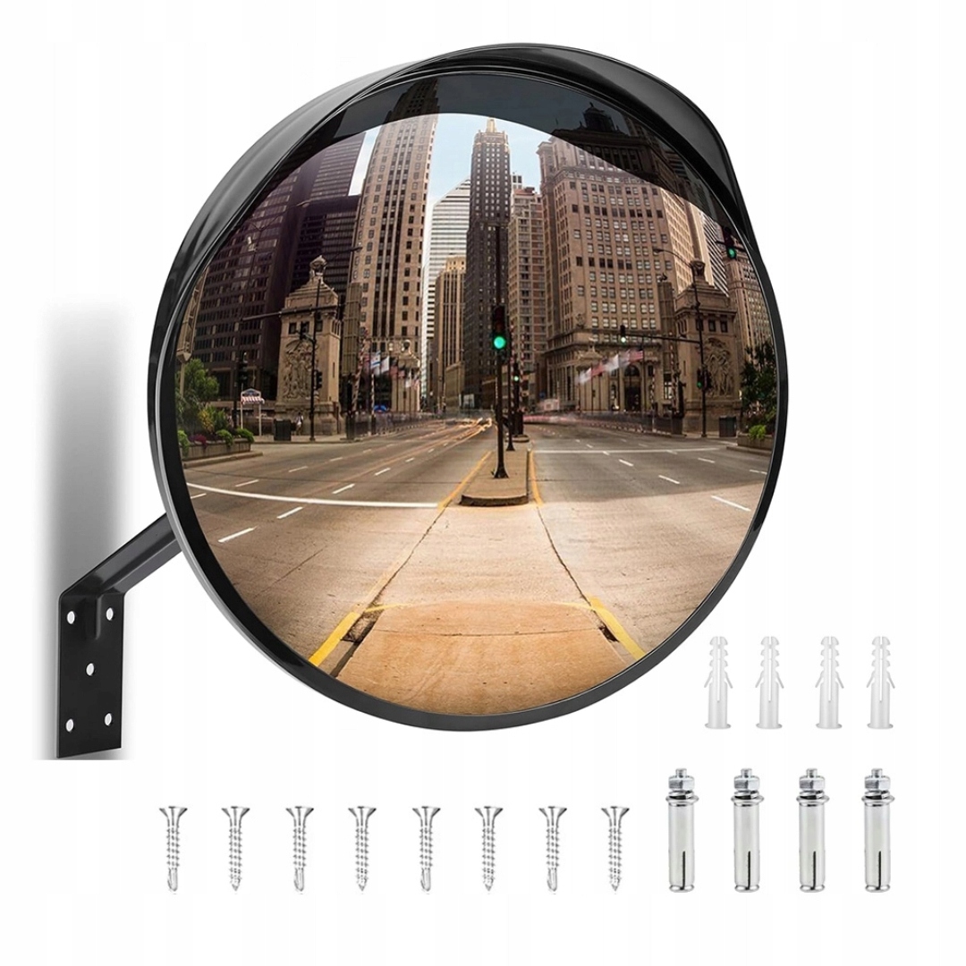 Zrcadlo Kulaté Plastové 30 CM Černé, Vnitřní Stavebnictví Úchyt