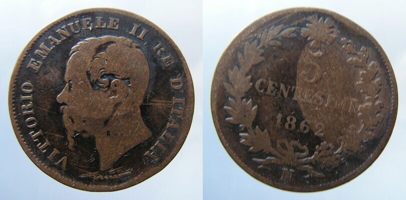 7154. WŁOCHY, 5 CENTESIMI, 1862