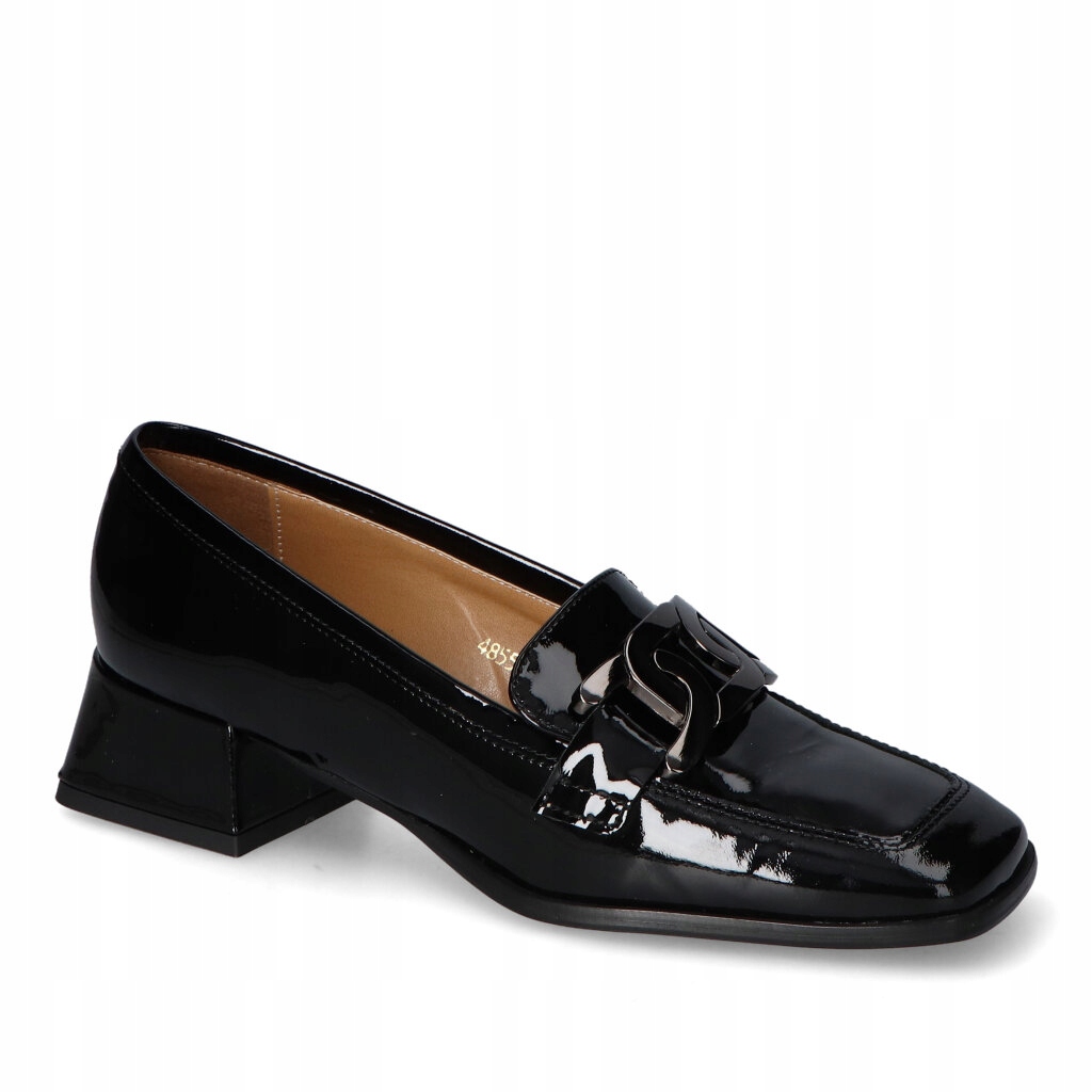 Polobotky Sagan 4855 Černý lak/Tmavý nikl 38