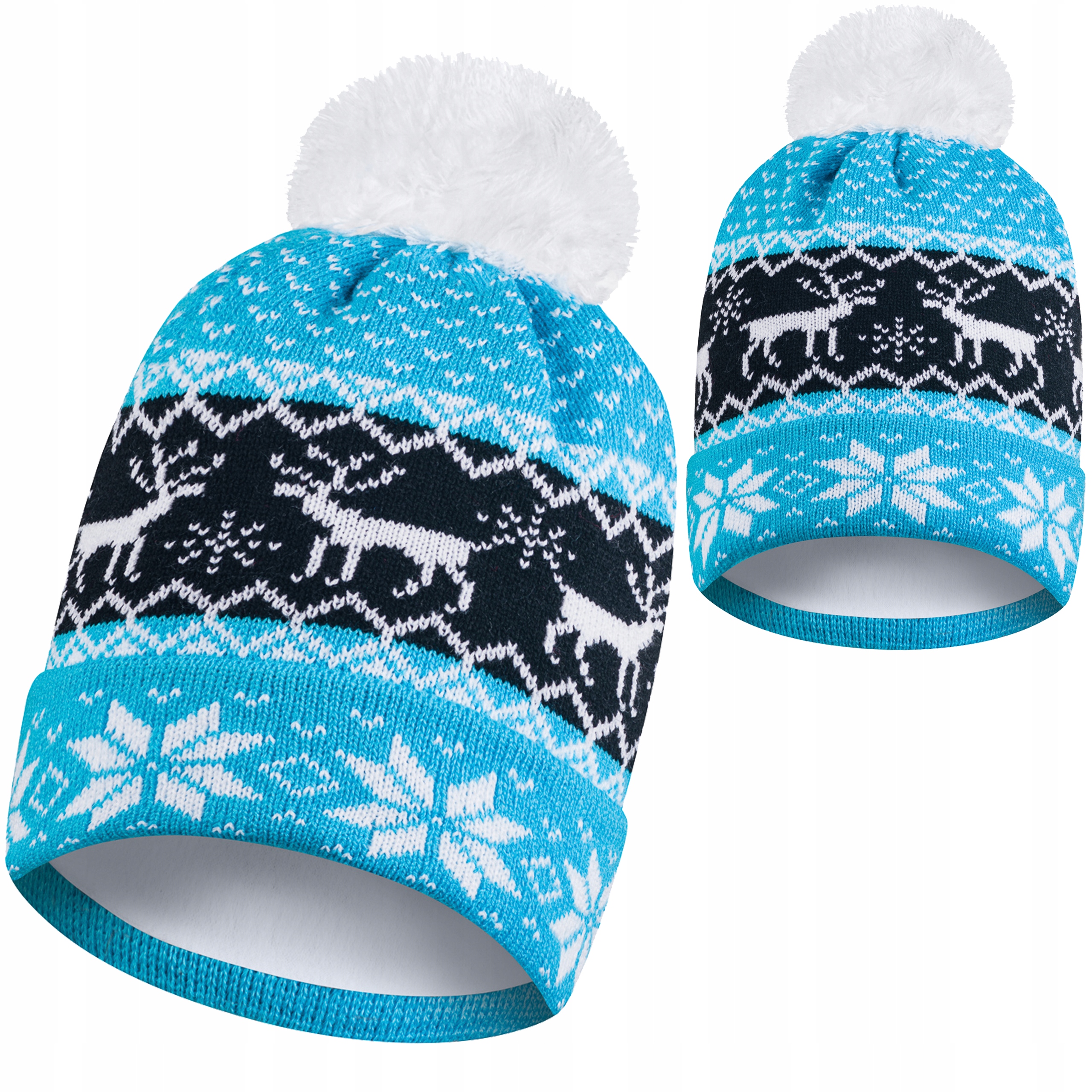 

Czapka zimowa błękit z pomponem polar termoaktywny