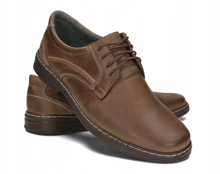 

Buty Męskie Skórzane Polskie Szyte 020/BRL Brąz 40