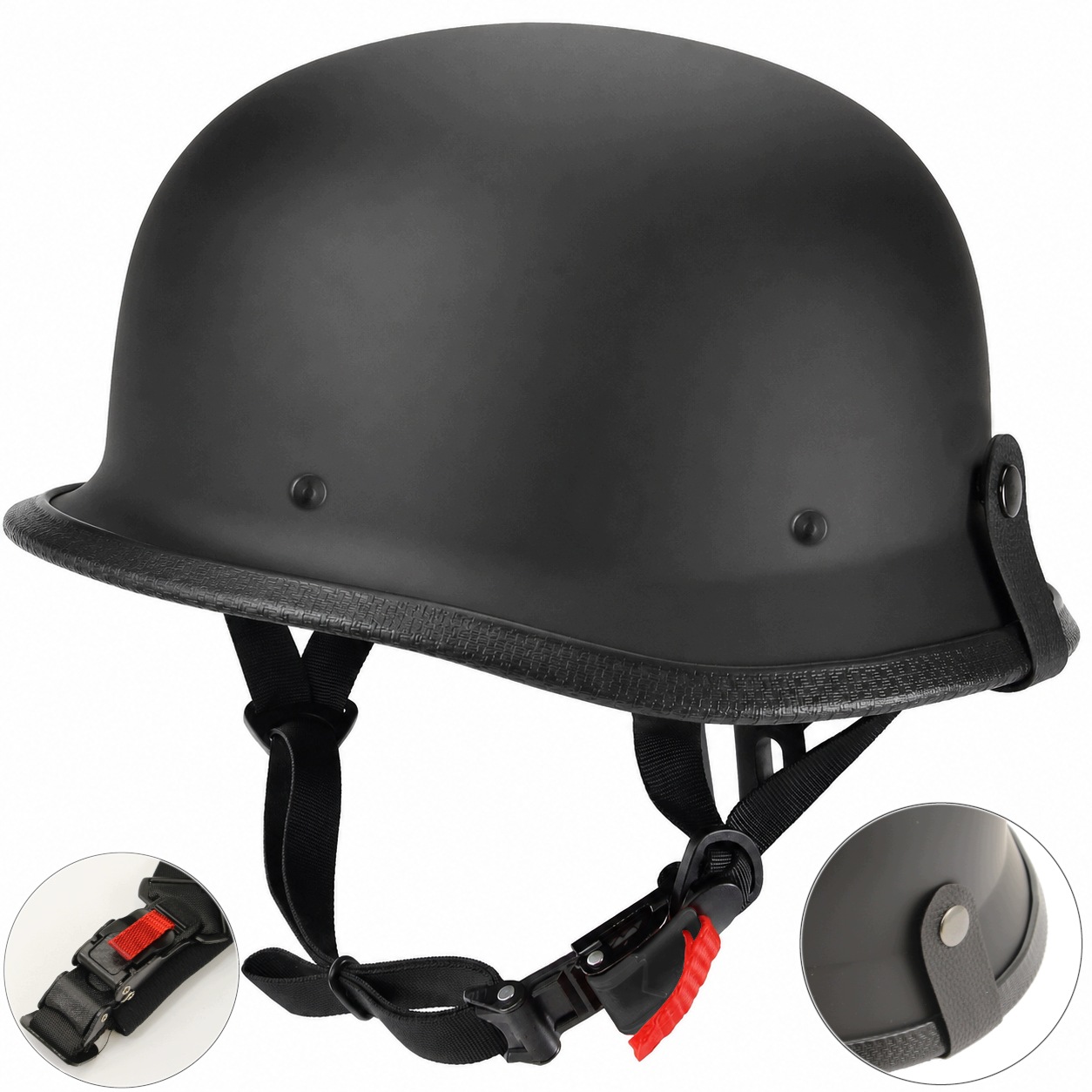 Hełm Kask M Motocyklowy Chopper Czarny Niemiecki Weteran Orzeszek Lux