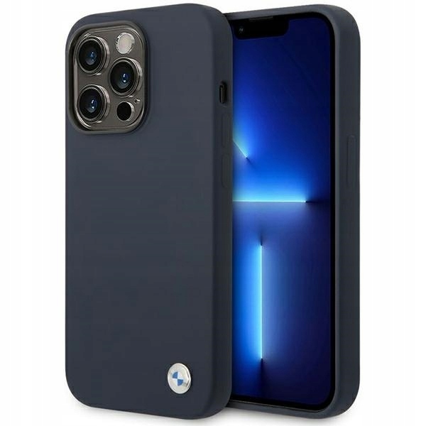 Pouzdro Bmw BMHMP14XSILNA pro iPhone 14 Pro Max 6,7" tmavě modré/navy Silicone Metal