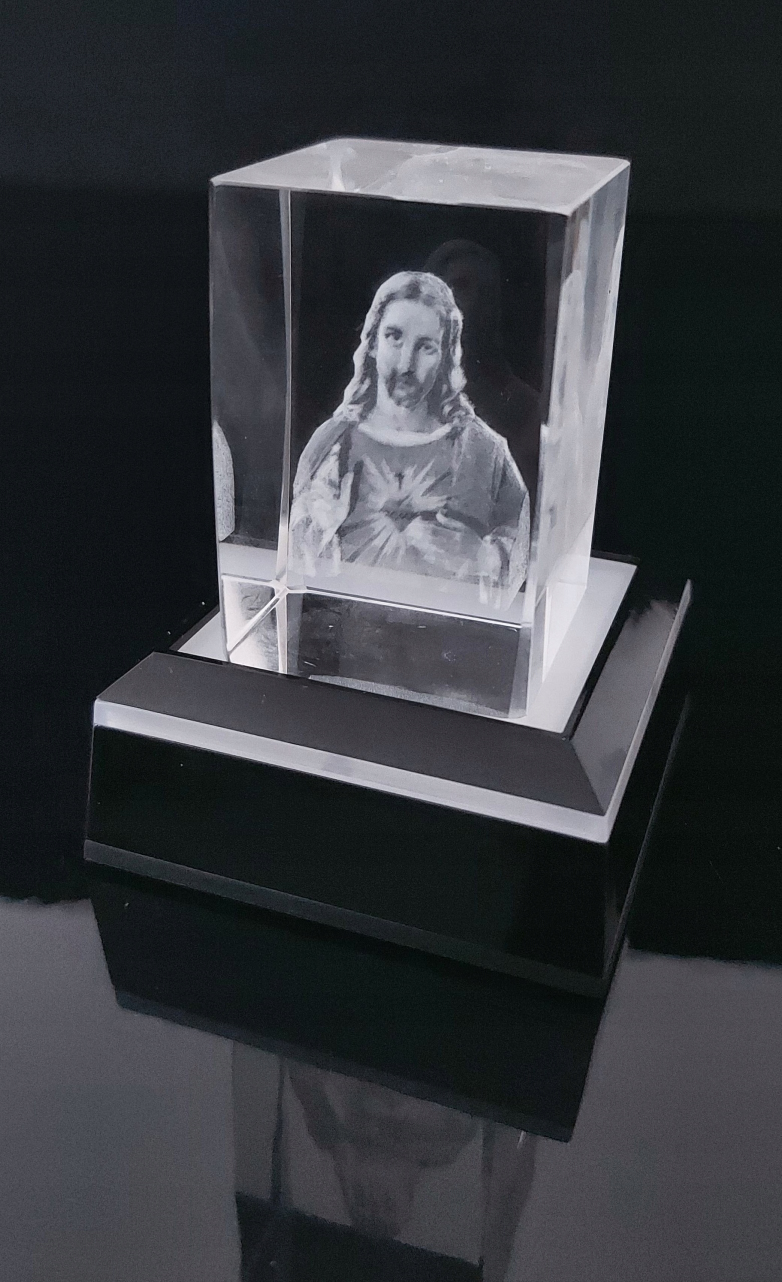 Křišťál 3D nápad na dárek suvenýr figurka výročí Ježíše Marie 60x40