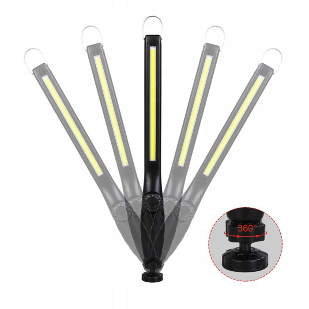 MOCNA LAMPA WARSZTATOWA LED COB HAK Z MAGNESEM AKUMULATOR USB 6W1 Model CAR INSPECTION LIGHT