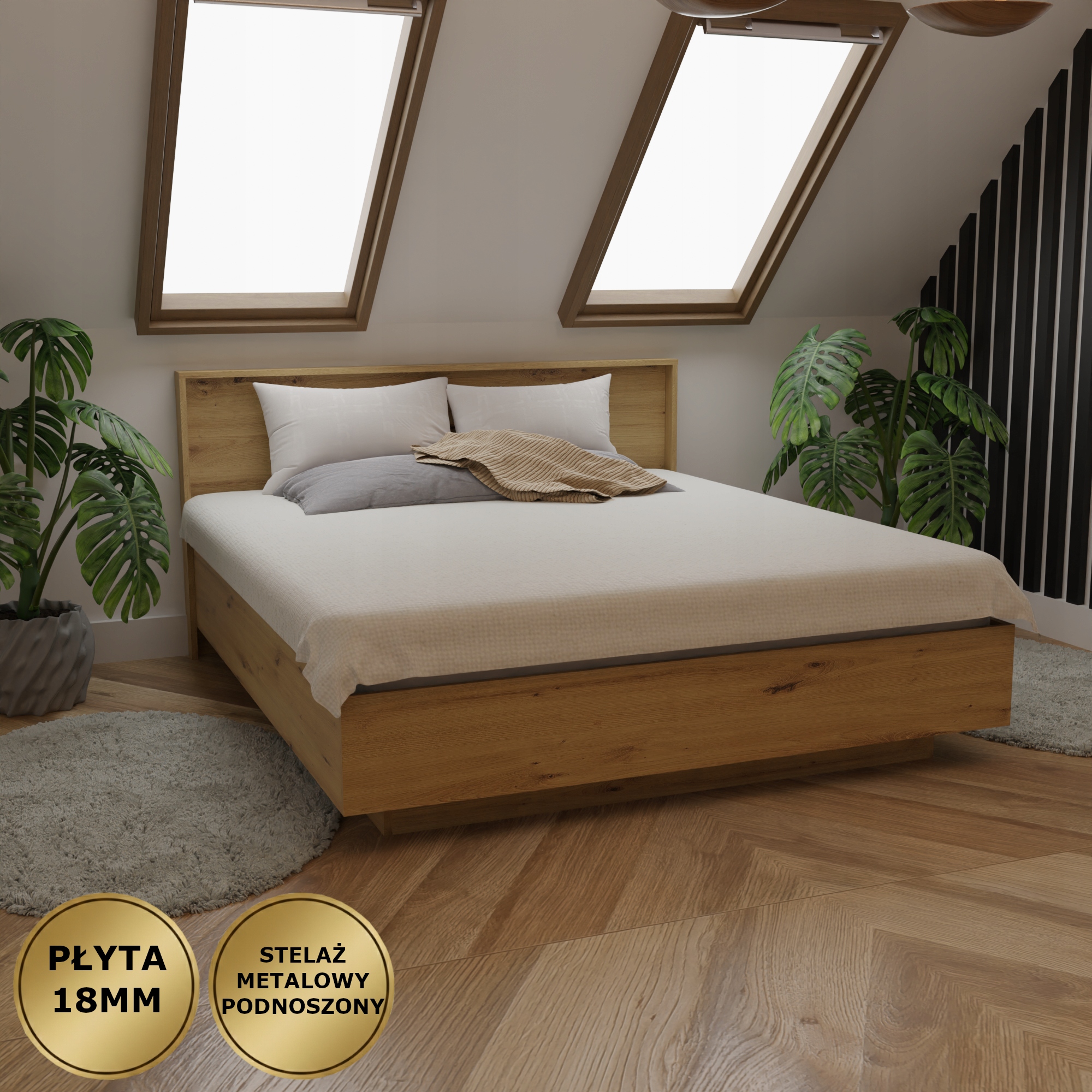 Levitující Postel Olivia 180X200 Kovová Konstrukce Zvedací Deska 18 MM