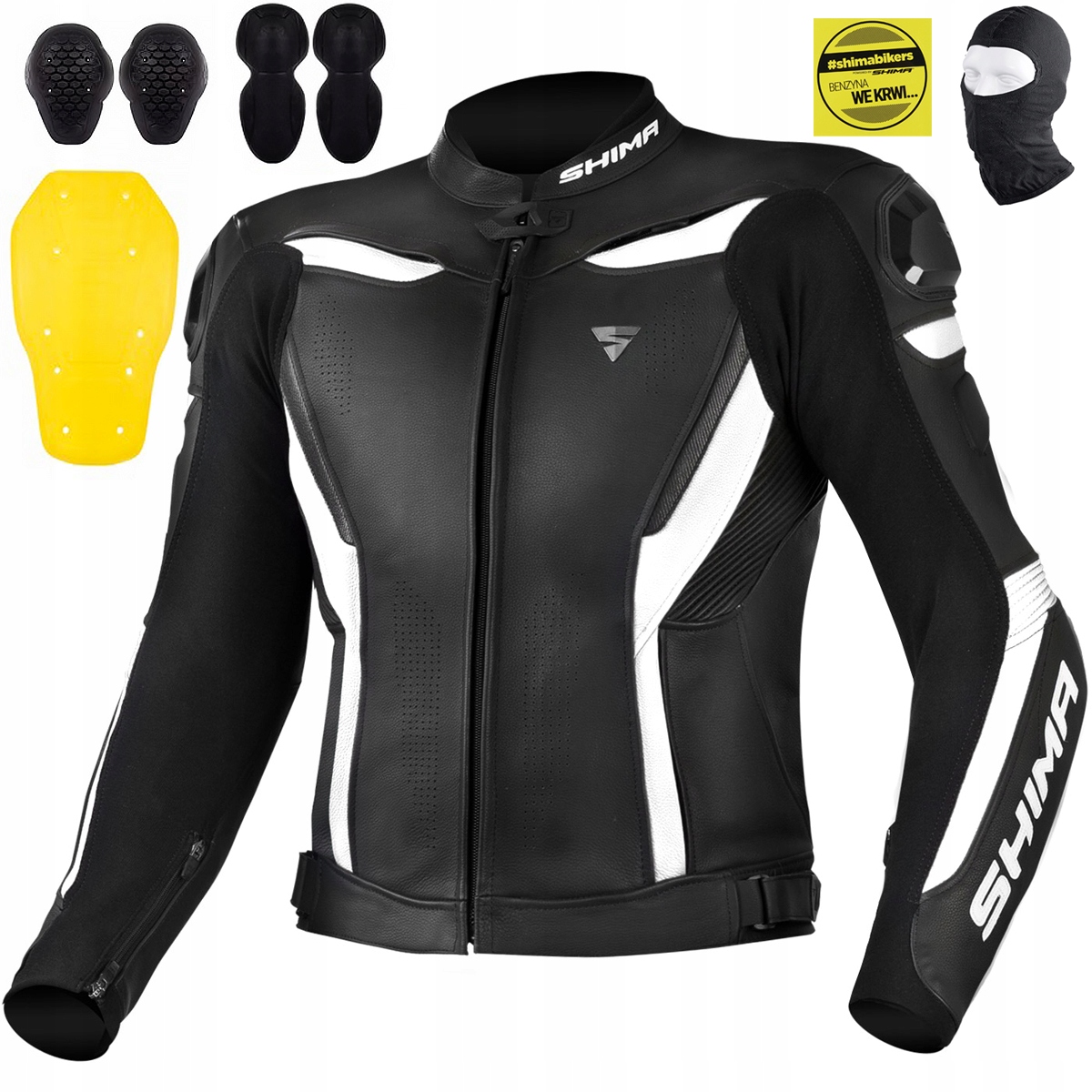 Motocyklová Bunda Shima Chase White Mužská Kožená Športová Darček