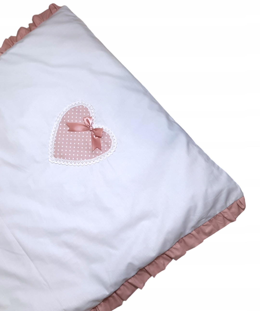 POSZWA Poszewka na kołdrę PREMIUM DOTS OLO KORONKA SERCE Biała 02 100x75 Szerokość produktu 75 cm