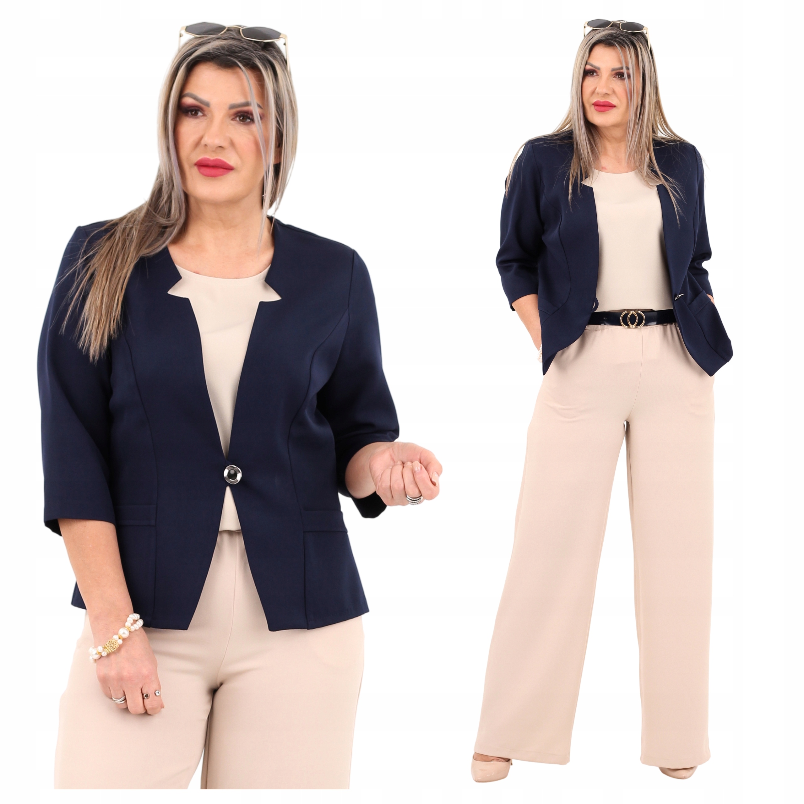 Żakiet Blezer Polski Producent Duże Rozmiary Wizytowy Krótki