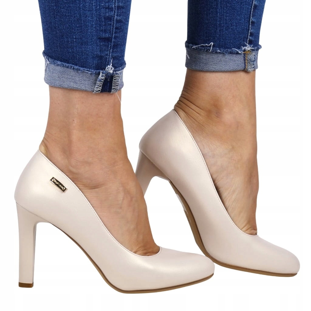 iDámské boty Lodičky Na Podpatku Pohodlné Lodičky Podpatky Béžová Perla Módní