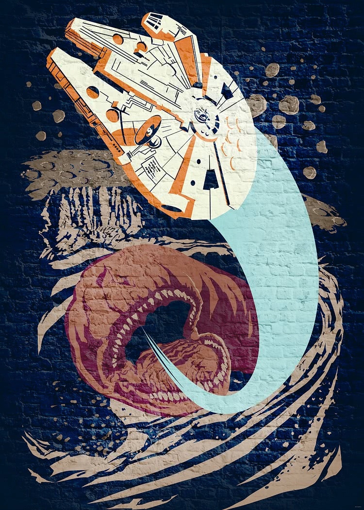 FOTOTAPETA STAR WARS CEGŁA STATEK SOKÓŁ MILLENNIUM