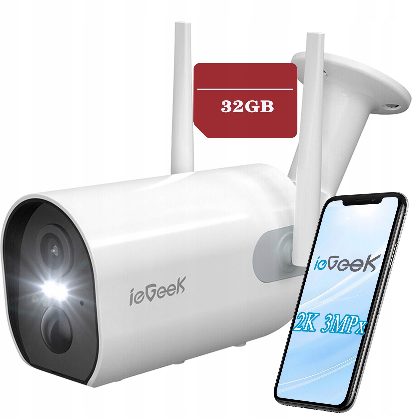 Venkovní WiFi Ip kamera Fhd 2K 3MPx 4x Zoom 32GB Sd na 5200 mAh Aku