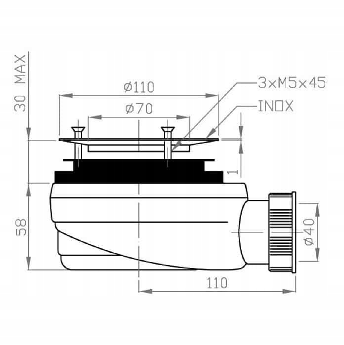 Syfon brodzikowy Schedpol 90mm SDB90PS Kod producenta SDB90PS